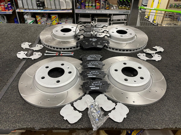 A5 SPORTBACK TDI S LINE 35 MHEV MK2 GROOVED BRAKE DISCS MINTEX PADS FRONT REAR