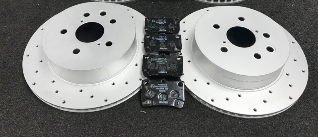 FOR IS250 IS220D IS200D IS250C BRAKE DISC CROSS DRILLED BRAKE PAD REAR MINTEX