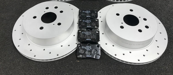 FOR IS250 IS220D IS200D IS250C BRAKE DISC CROSS DRILLED BRAKE PAD REAR MINTEX