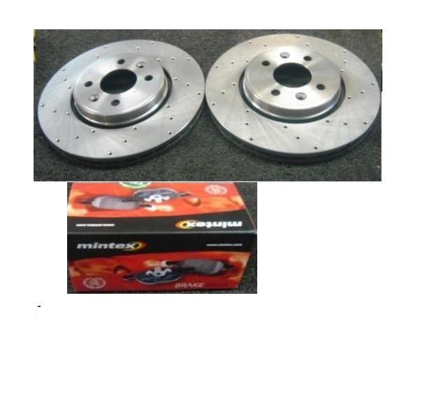 FOR RENAULT CLIO SPORT 172 182 FRONT BRAKE DISC CROSS DRILLED  MINTEX PADS 