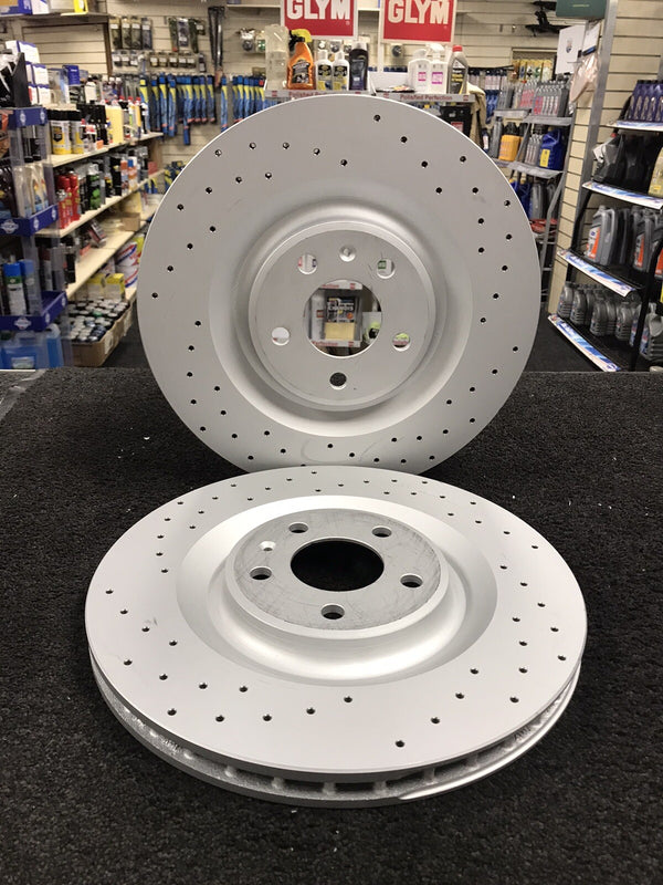FOR AUDI A6 A7 Q7 A8 CROSS DRILLED PERFORMANCE BRAKE DISCS PAIR350mm