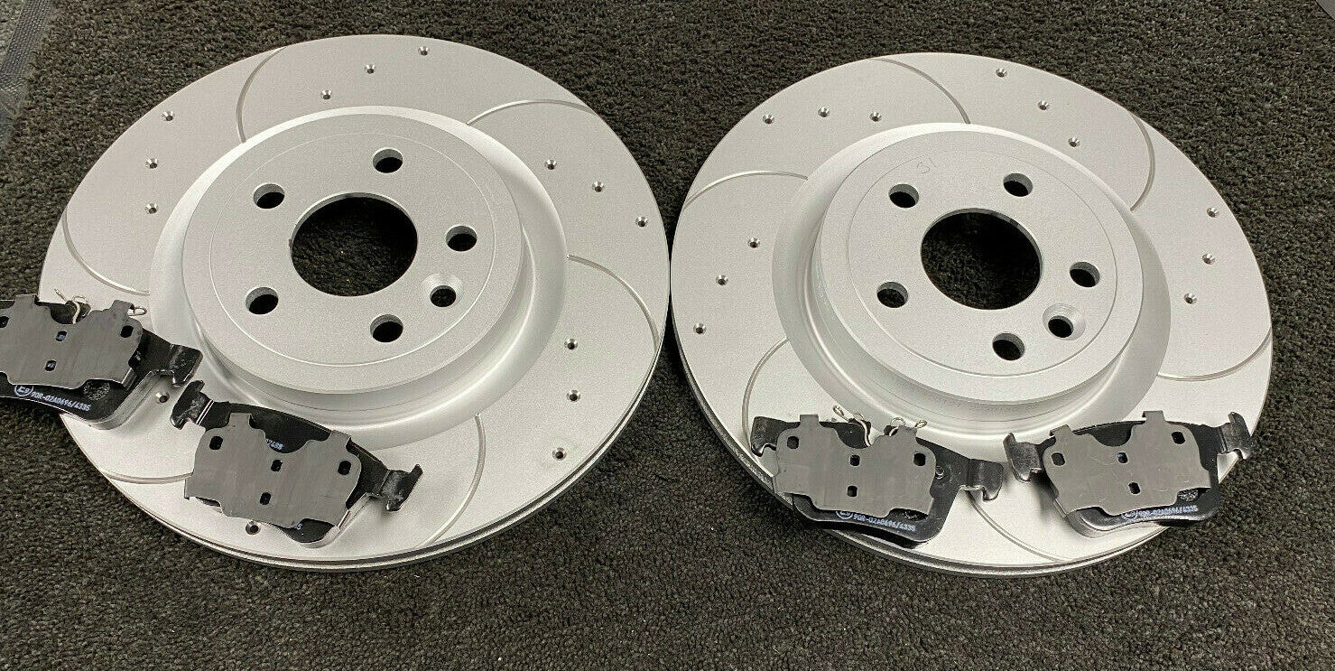  FOR RANGE ROVER VELAR 2.0TD REAR CROSS DRILLED GROOVED BRAKE DISCS PADS 
