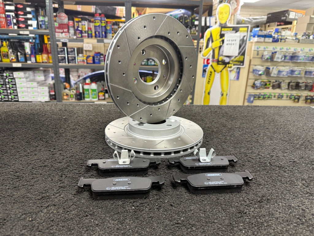 PERFORMANCE DRILLED GROOVED BRAKE DISCS PADS FOR SMART FORTWO 258MM