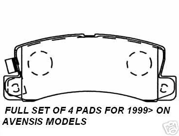 FOR TOYOTA AVENSIS VVTI D4D BRAKE PADS REAR 2000