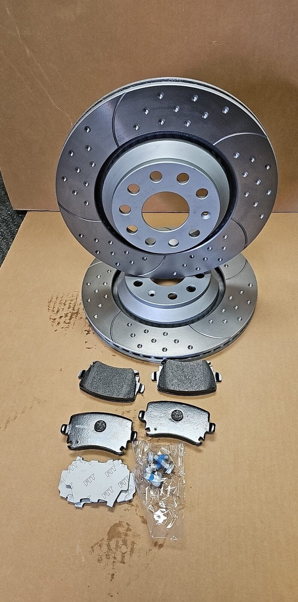 A3 S3 QUATTRO GROOVED DIMPLED BRAKE DISC MINTEX PADS