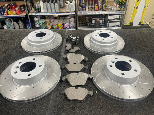 4 SERIES 420D M SPORT BRAKE DISC DRILLED GROOVED MINTEX BRAKE PADS FRONT REAR