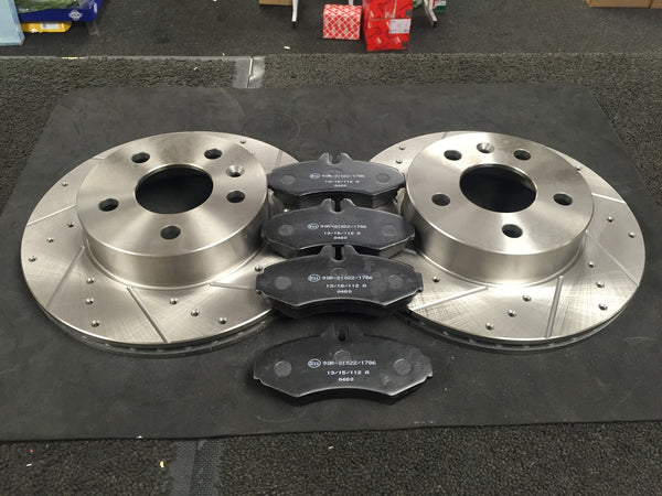 FOR MERCEDES VITO 108D 113 W638 95-03 BRAKE DISC CROSS DRILLED GROOVED FRONT