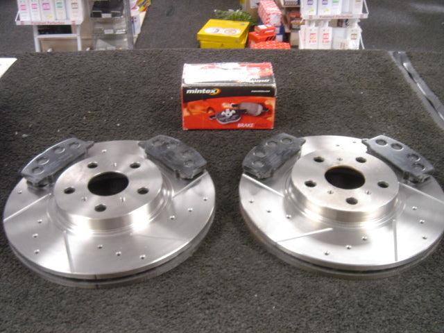 FOR MR2 MR-S VVTI ROADSTER BRAKE DISCS FRONT DRILLED GROOVED BRAKE DISC & PAD