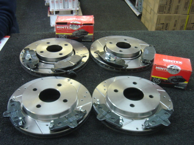 FORD MONDEO ST200 ST24 BRAKE DISC DRILLED GROOVED MINTEX PADS FRONT REAR
