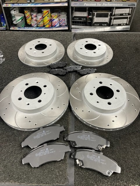FOR HONDA JAZZ 1.2 1.4 FRONT REAR DRILLED GROOVED DISC BRAKE PADS FRONT REAR