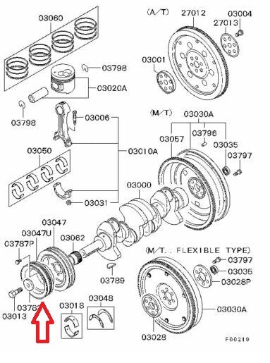 CRANKSHAFT AUXILLARY FRONT PULLEY MITSUBISHI L200 K74 BOLTS ONTO MAIN PULLEY