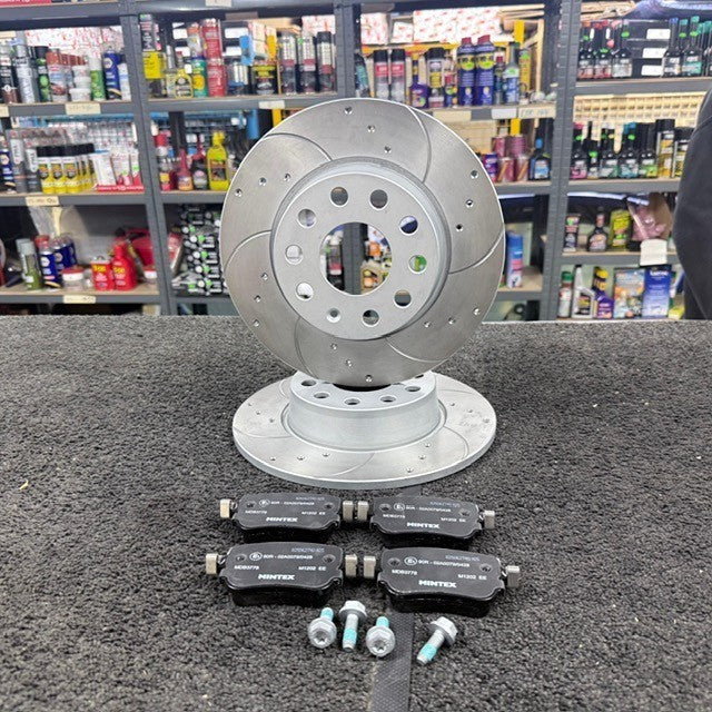 VW GOLF MK7 1.5TSi R-LINE EVO DRILLED GROOVED BRAKE DISCS PADS FRONT REAR SET