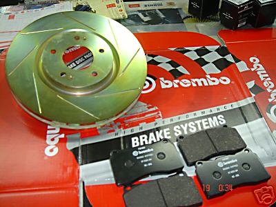FOR MITSUBISHI EVO 6 7 8 BRAKE DISCS GROOVED & PADS REAR