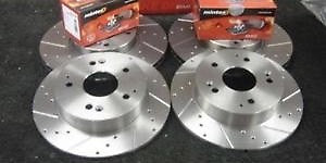 FOR HONDA CIVIC 1.6 TYPE R EK9 BRAKE DISC DRILLED GROOVED BRAKE PAD FRONT REAR