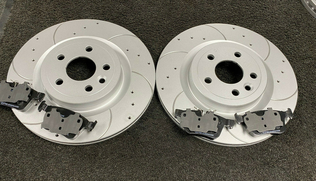 FOR JAGUAR F-PACE 2.0 X761 FRONT REAR CROSS DRILLED GROOVED BRAKE DISCS PADS 