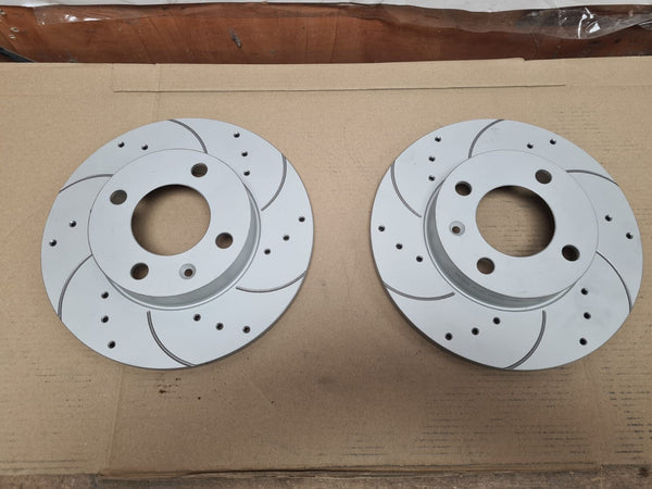 FOR VW GOLF SEAT IBIZA POLO FRONT DRILLED GROOVED BRAKE DISCS 239MM SOLID