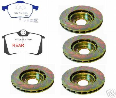 GOLF MK4 A3 TT LEON GROOVED BRAKE DISCS & RED STUFF PAD