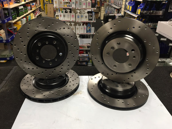 BRAKE DISCS FOR BMW M3 3.2 E46 DRILLED FRONT REAR PERFORMACE BRAKE DISCS