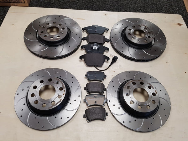 AUDI Q2 Q3 TT 8J 8S TFSi TDi BREMBO BRAKE DISC CROSS DRILLED GROOVED BRAKE PADS