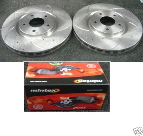 FOR SUBAU WRX  STI 2002-2004 DRILLED GROOVED BRAKE DISCS & PADS REAR 100PCD