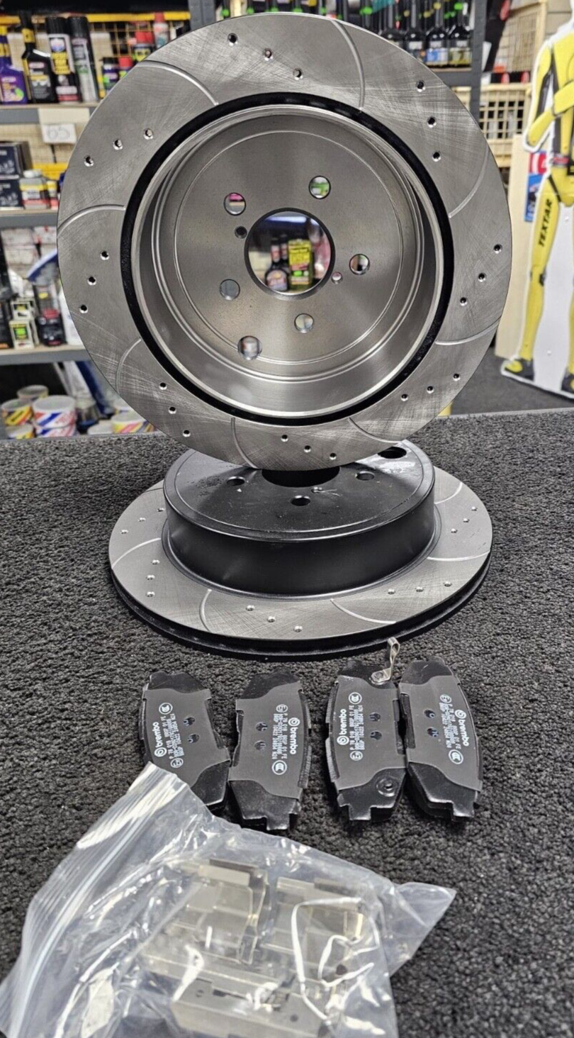 FOR TOYOTA GT86 2012-2017 PERFORMANCE DRILLED GROOVED BRAKE DISC BREMBO PADS
