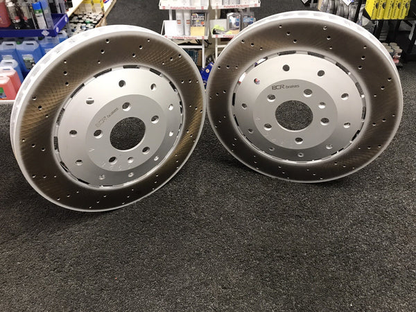 AUDI RS4 B8 AVANT RS5 8F7 8T3 4.2 FRONT DRILLED BRAKE DISC PAIR 8T0 615 301    