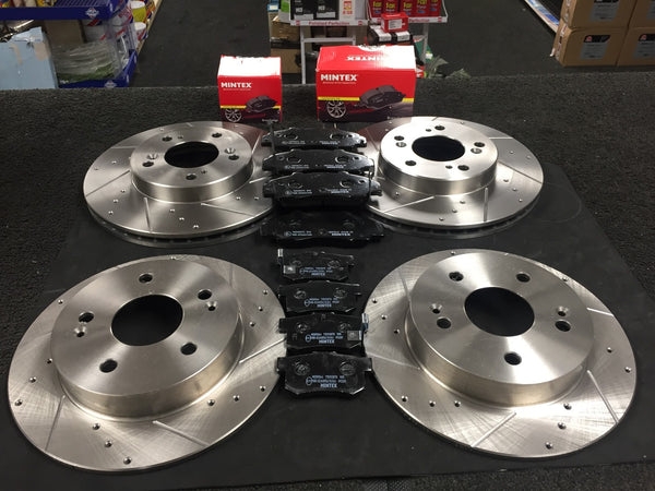 FOR HONDA PRELUDE 2.2VTI DRILLED GROOVED BRAKE DISC MINTEX BRAKE PADS