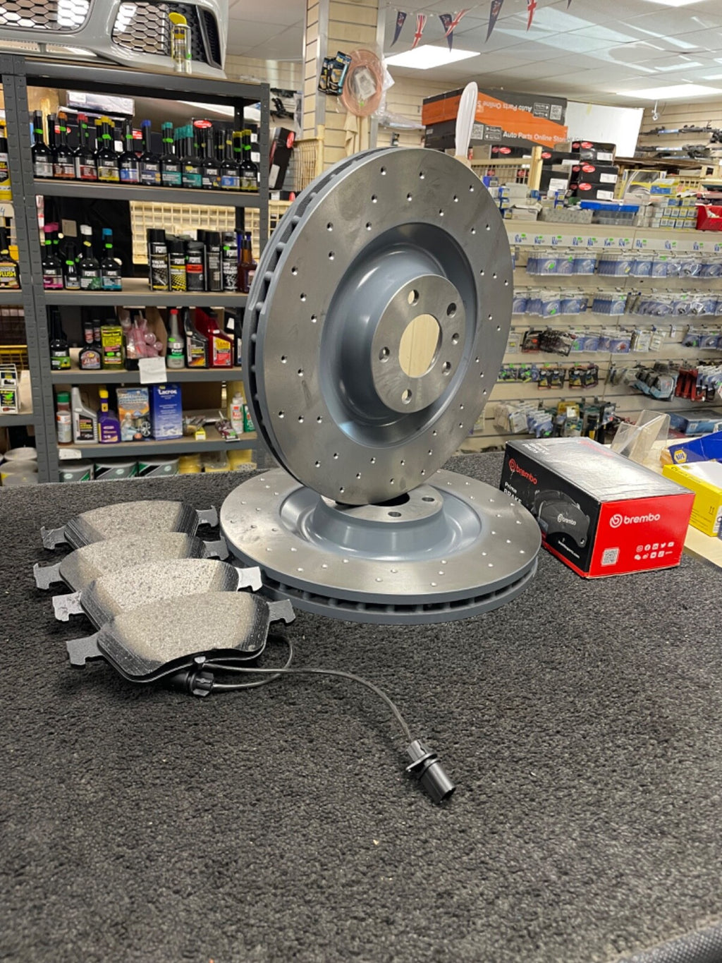 FOR AUDI S8 PERFORMANCE BRAKE DISC CROSS DRILLED FRONT  AND REAR SET