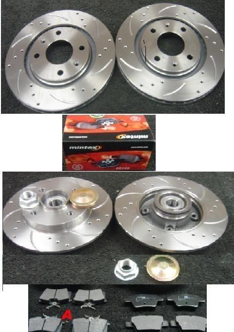 BRAKE PAD BRAKE DISC CROSS DRILLED GROOVED FRONT REAR PEUGEOT 207 1.6VTi GT HDi 