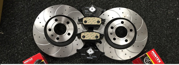 FOR AUDI A3 2.0TDI 140BHP BRAKE DISC DRILLED GROOVED BRAKE PADS FRONT 