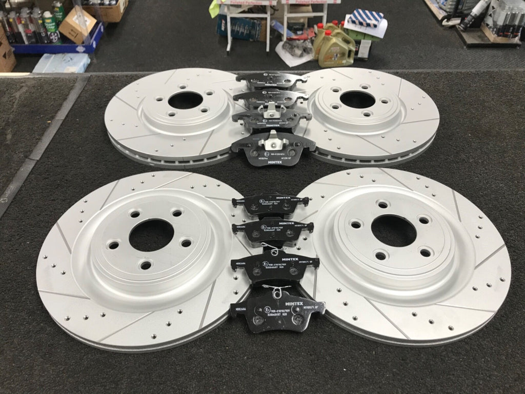 FOR JAGUAR XF 3.0 V6 CROSS DRILLED GROOVED BRAKE DISC MINTEX PAD 326MM FRONTREAR
