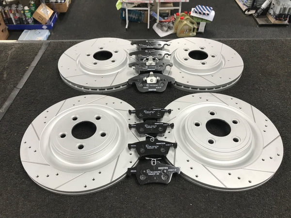 FOR JAGUAR XF 3.0 V6 CROSS DRILLED GROOVED BRAKE DISC MINTEX PAD 326MM FRONTREAR