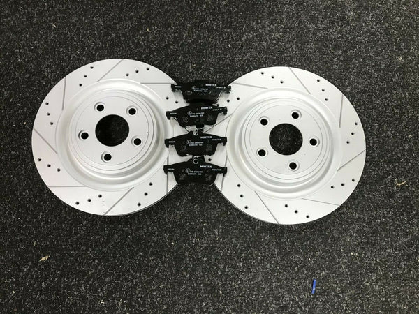 BRAKE DISC REAR CROSS DRILLED GROOVED FOR JAGUAR S TYPE 2.5 2.7D 3.0 326MM 