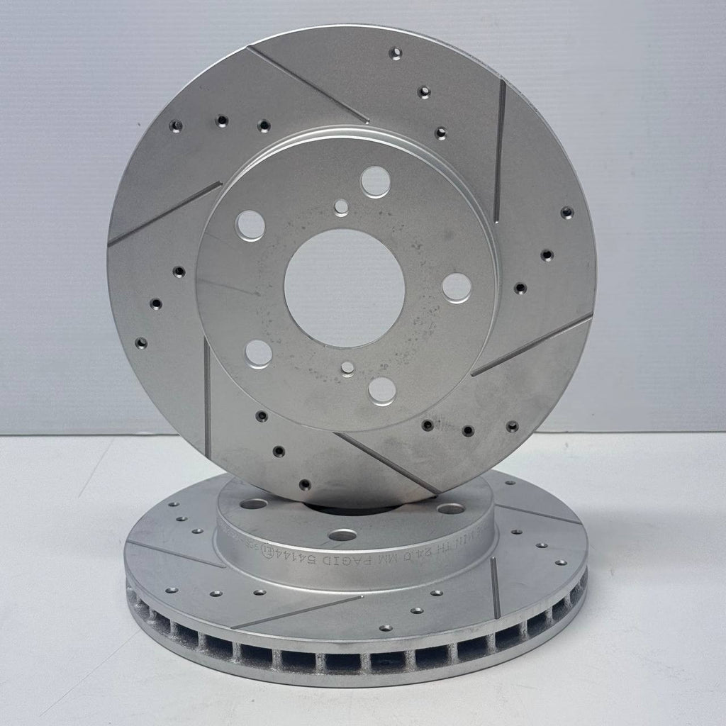 FOR TOYOTA MR2 MK2  SW20 GT TURBO REV1 DRILLED GROOVED FRONT BRAKE DISCS 258MM