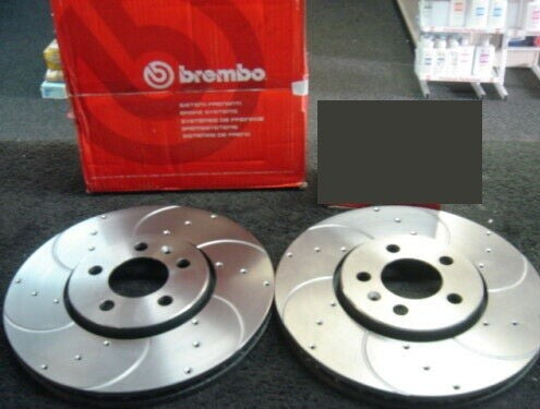 VW GOLF MK4 V5 V6 ANNIVERSARY BRAKE DISC  BREMBO DRILLED GROOVED  312MM PAIR 