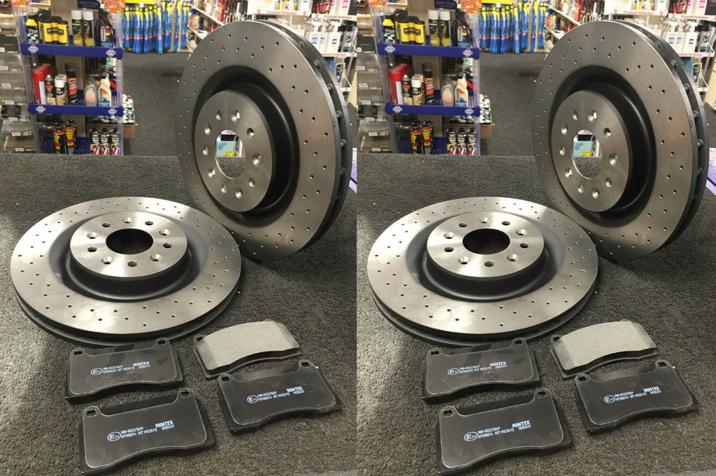 FOR JAGUAR XJR 4.0 1997-02 SUPERCHARGED CROSS DRILLED BRAKE DISC PADS FRONT REAR