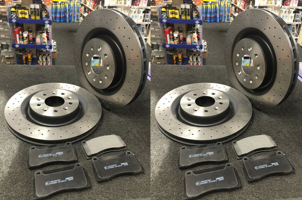 FOR JAGUAR XJR 4.0 1997-02 SUPERCHARGED CROSS DRILLED BRAKE DISC PADS FRONT REAR