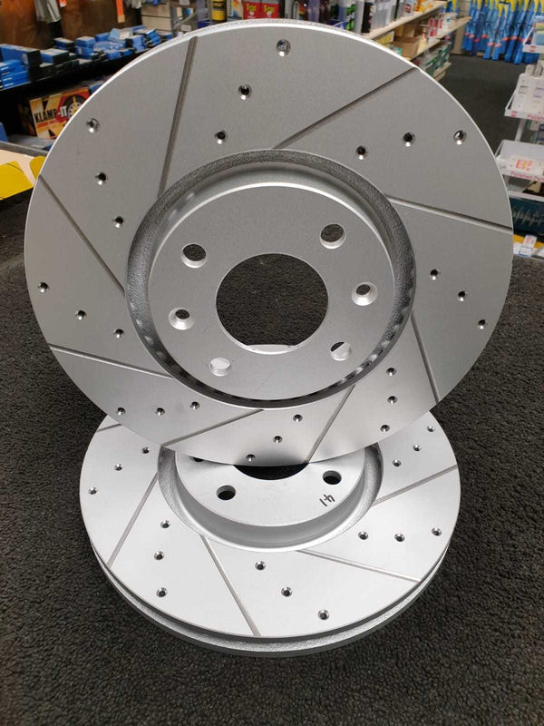 PEUGEOT 206 GTI 180bhp C4 BERLINGO BRAKE DISCS CROSS DRILLED GROOVED