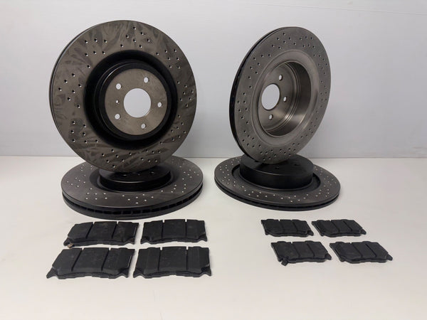 FOR INFINITI Q50 S HYBRID (MK1 (V37)) FRONT REAR DRILLED BRAKE DISC PAD SET