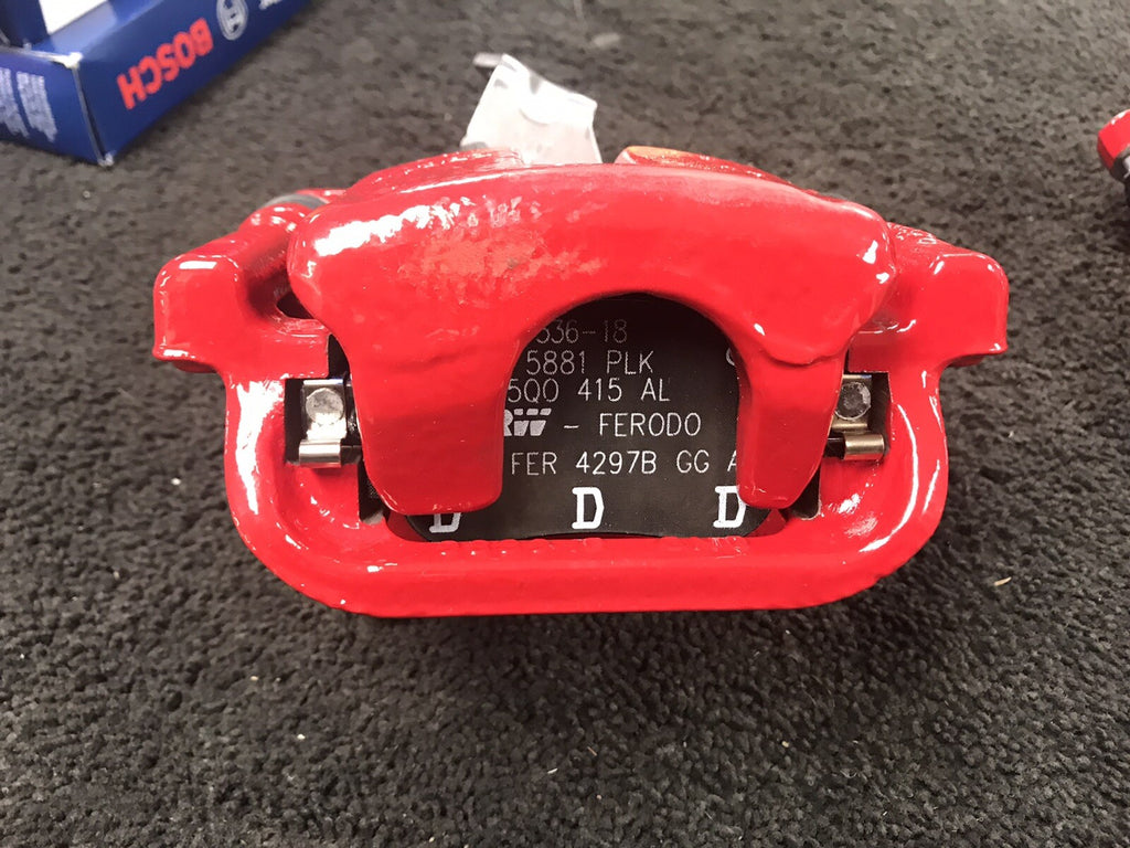 AUDI S1 QUATTRO REAR BRAKE CALIPER LH COMPLETE BRACKET PADS GENUINE OE RED