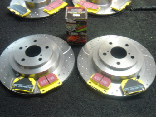 FOR IMPREZA WRX TURBO DIMPLED GROOVED BRAKE DISC PADS REAR