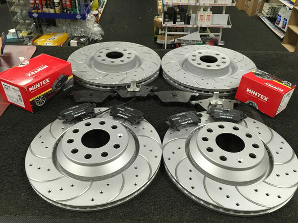 FOR AUDI S3 QUATTRO 8P 2006-12  FRONT REAR DRILLED GROOVED BRAKE DISC PAD