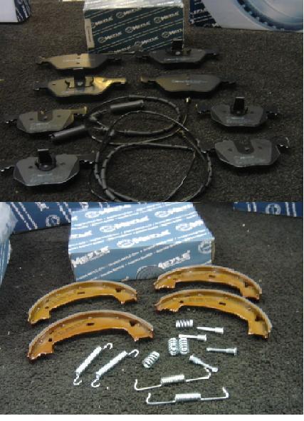 FOR BMW 330i 330D 330Ci E46 BRAKE PADS & SENSOR  HANDBRAKE SHOES  MEYLE GERMANY