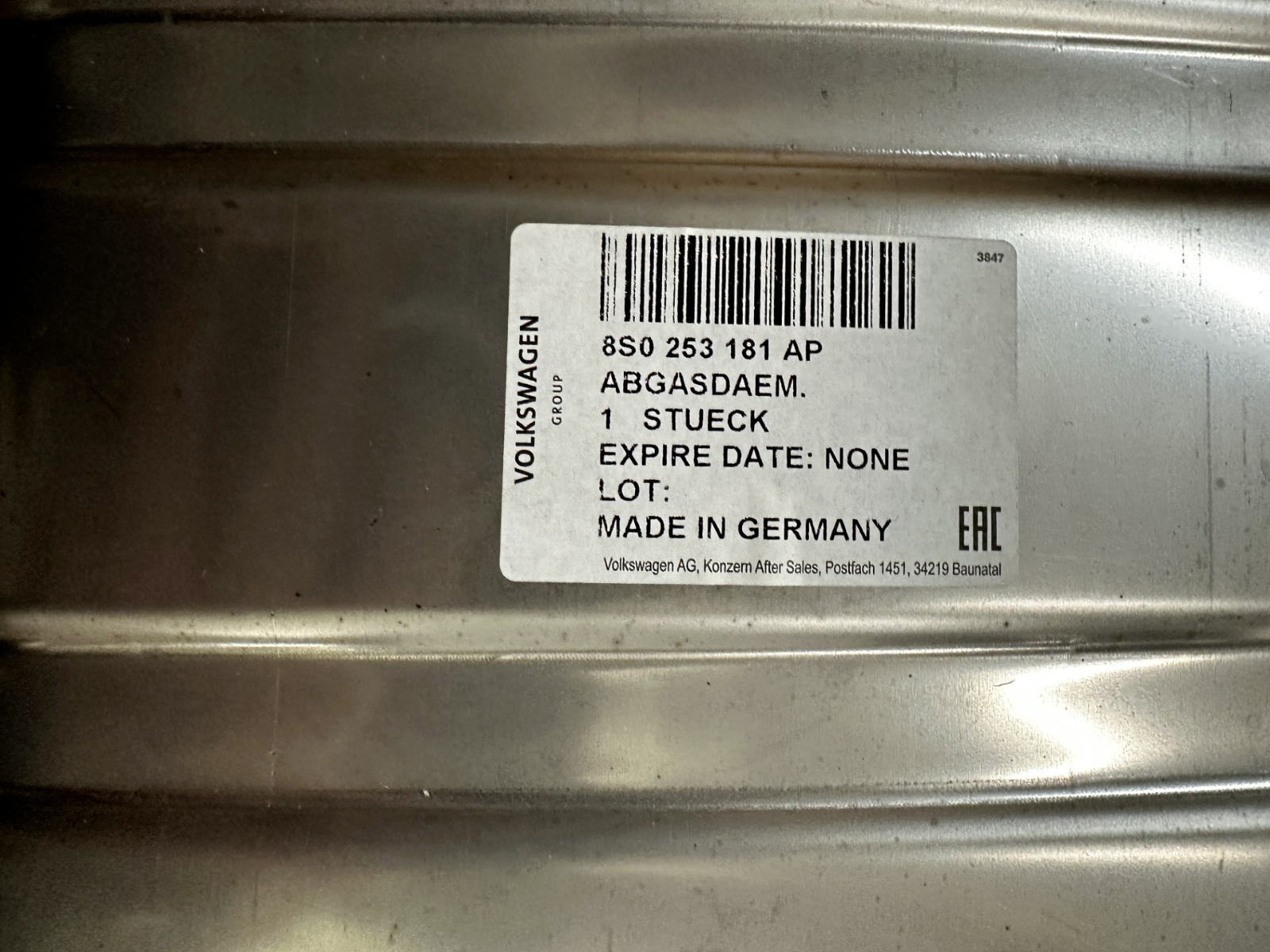 AUDI TTRS 2017ON EXHAUST PIPE SILENCER COMPLETE 8S0253181AP GENUINE BRAND NEW
