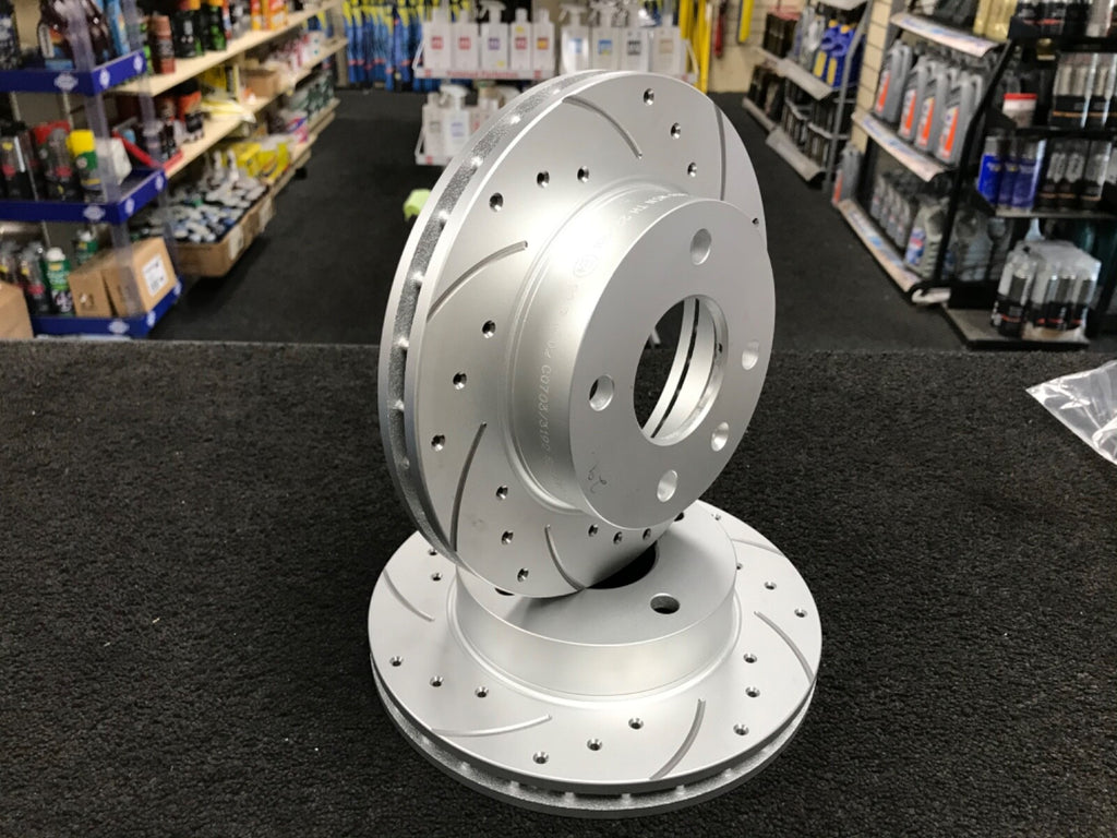 FORD ESCORT XR3I FIESTA ORION FRONT BRAKE DISCS DRILLED GROOVED 240MM VENTED