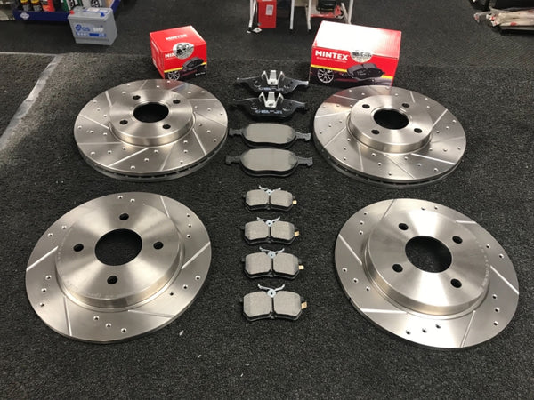 FOR FORD FIESTA MK6 ST150 CROSS DRILLED GROOVED BRAKE DISCS MINTEX PADS  