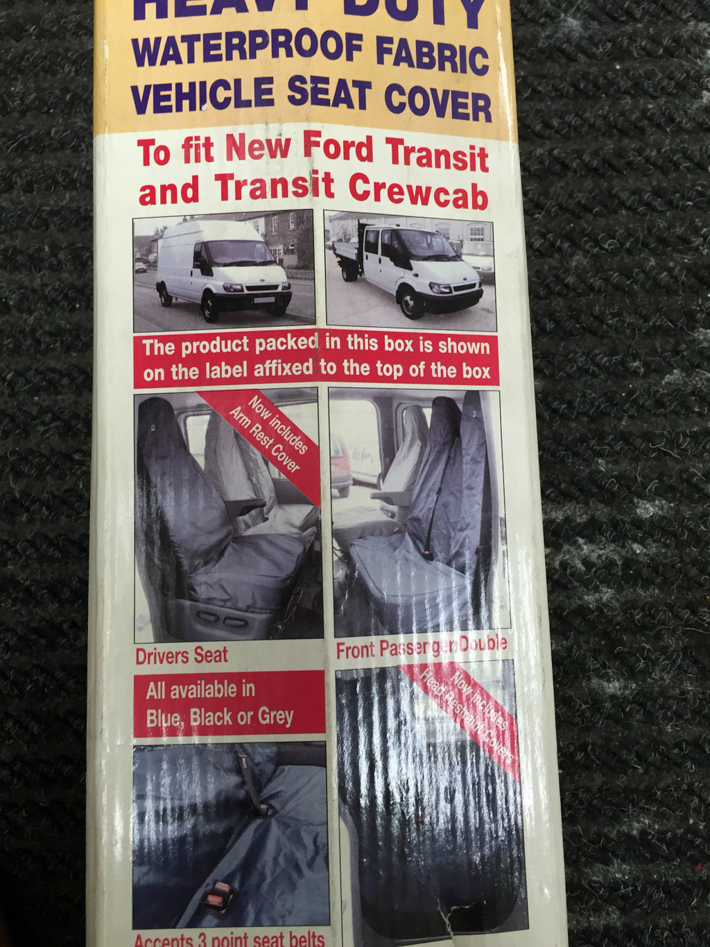FORD TRANSIT IVECO DAILY HEAVY DUTY MUD OIL RESISTANT PASSENGER SEAT COVER BLACK