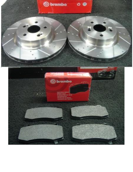 RENAULT MEGANE 225 BRAKE DISC BREMBO DRILLED GROOVED BRAKE DISC BREMBO PADS 