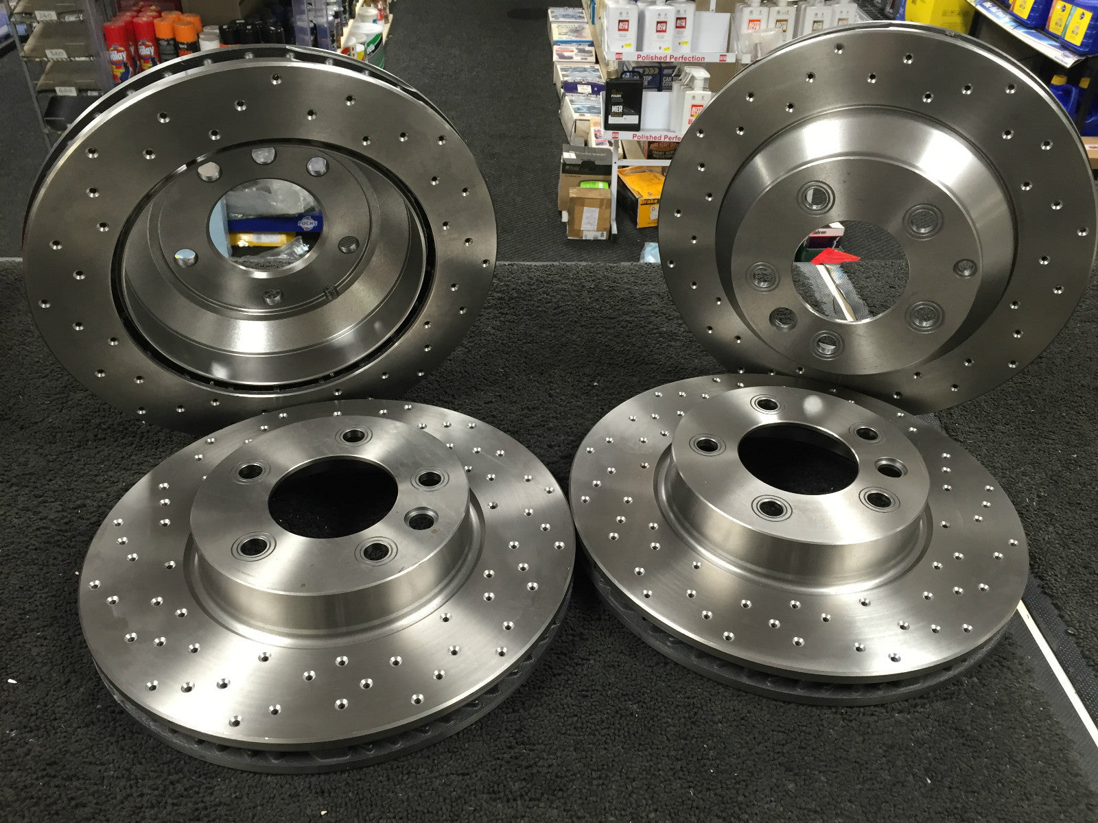 VW TOUAREG 2.5 BRAKE DISC PERFORMANCE CROSS DRILLED FRONT REAR 314mm+308mm