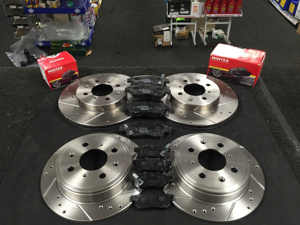 FOR HONDA CIVIC 2.0 S TYPE DRILLED GROOVED BRAKE DISC MINTEX BRAKE PAD 4 STUD
